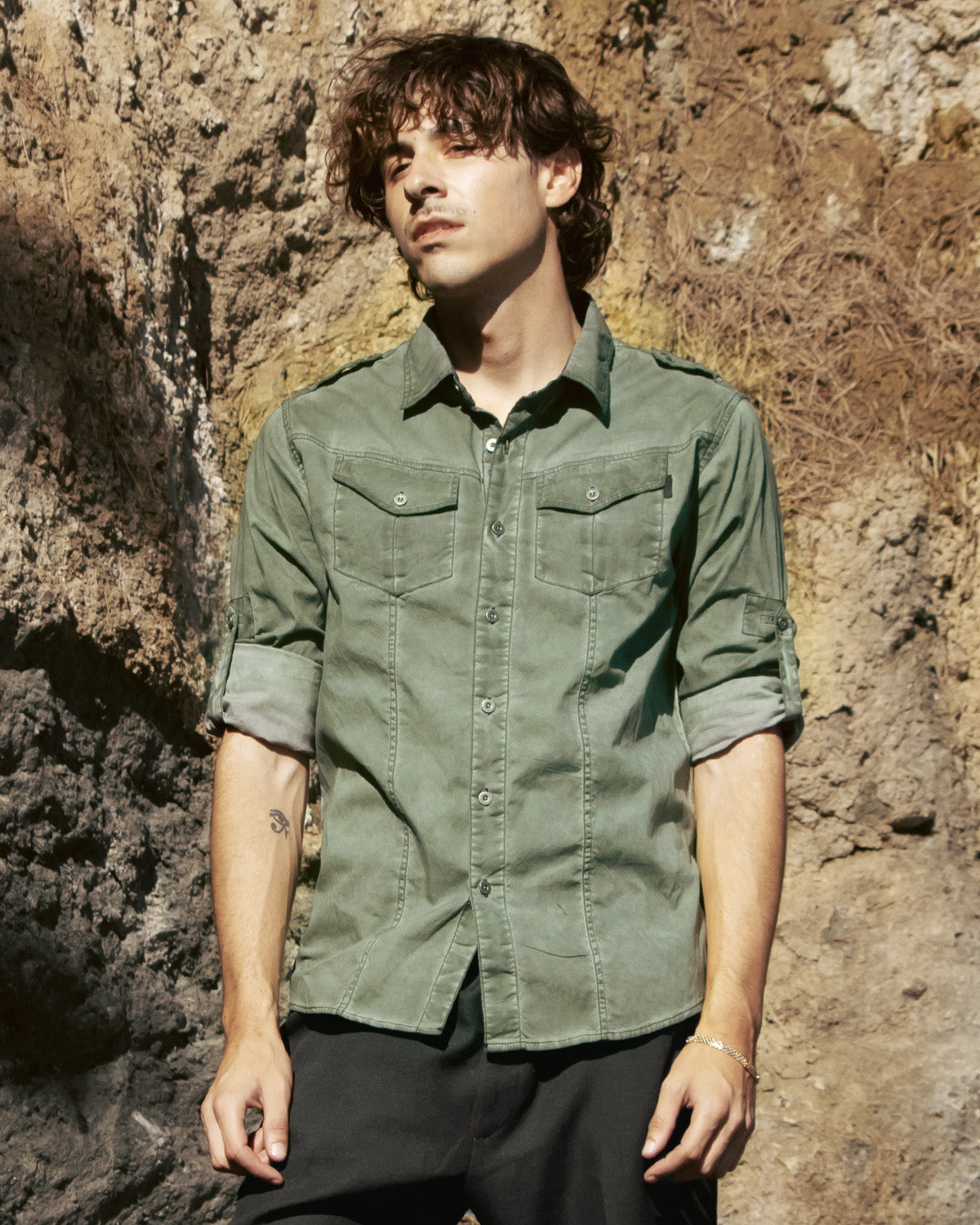 Vintage Wash Rugged Fashion Button Shirts-1